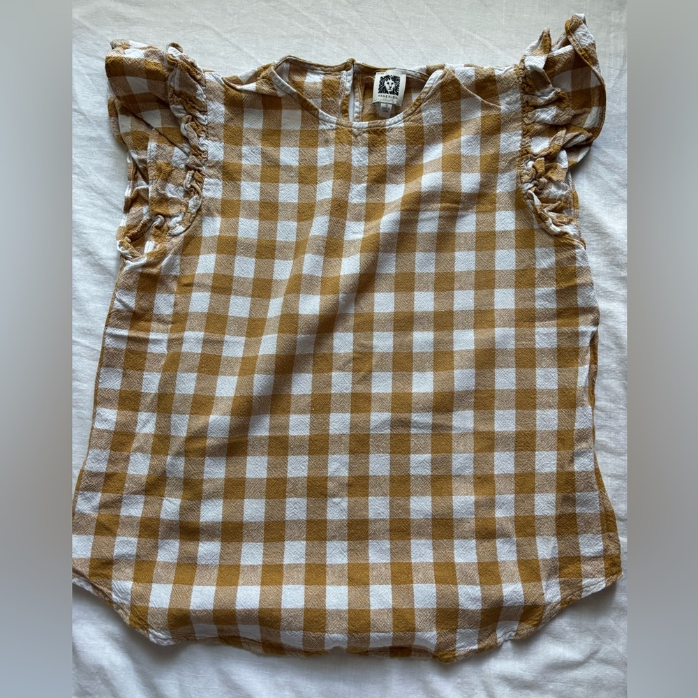 Anne Klein Brown and White Checkered Top